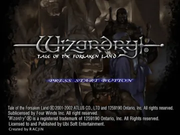 Wizardry - Tale of the Forsaken Land screen shot title